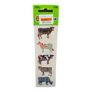 Rare Vtg Sandylion prismatic cow stickers flags animal print checkered sealed